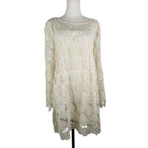 NEW! American Eagle Dress Size Large Crochet Lace Long Sleeve Ivory Party Boho